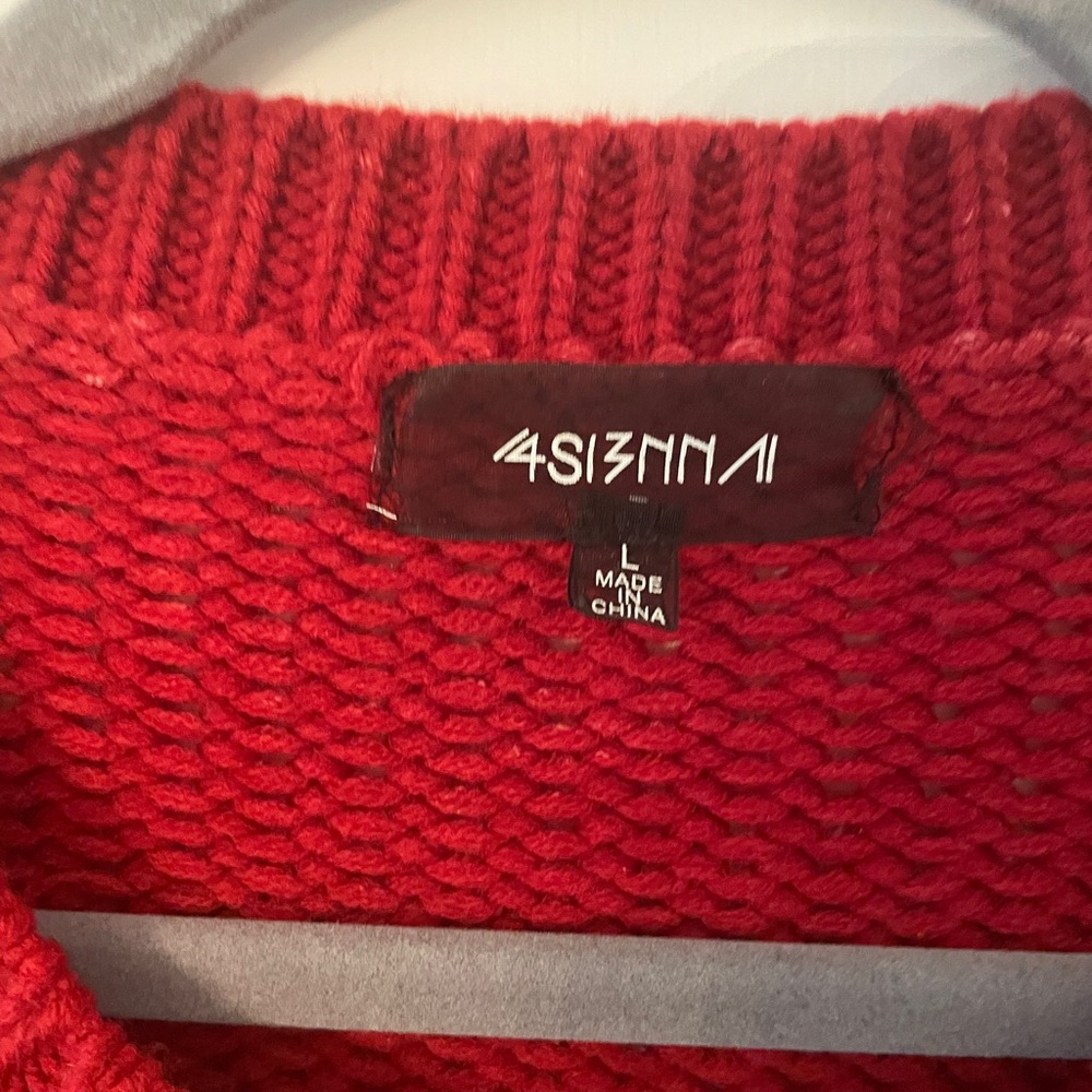 4SI3NNA Anthropologie Red Knit Heart Sweater Dress Size Large - Picture 4 of 6